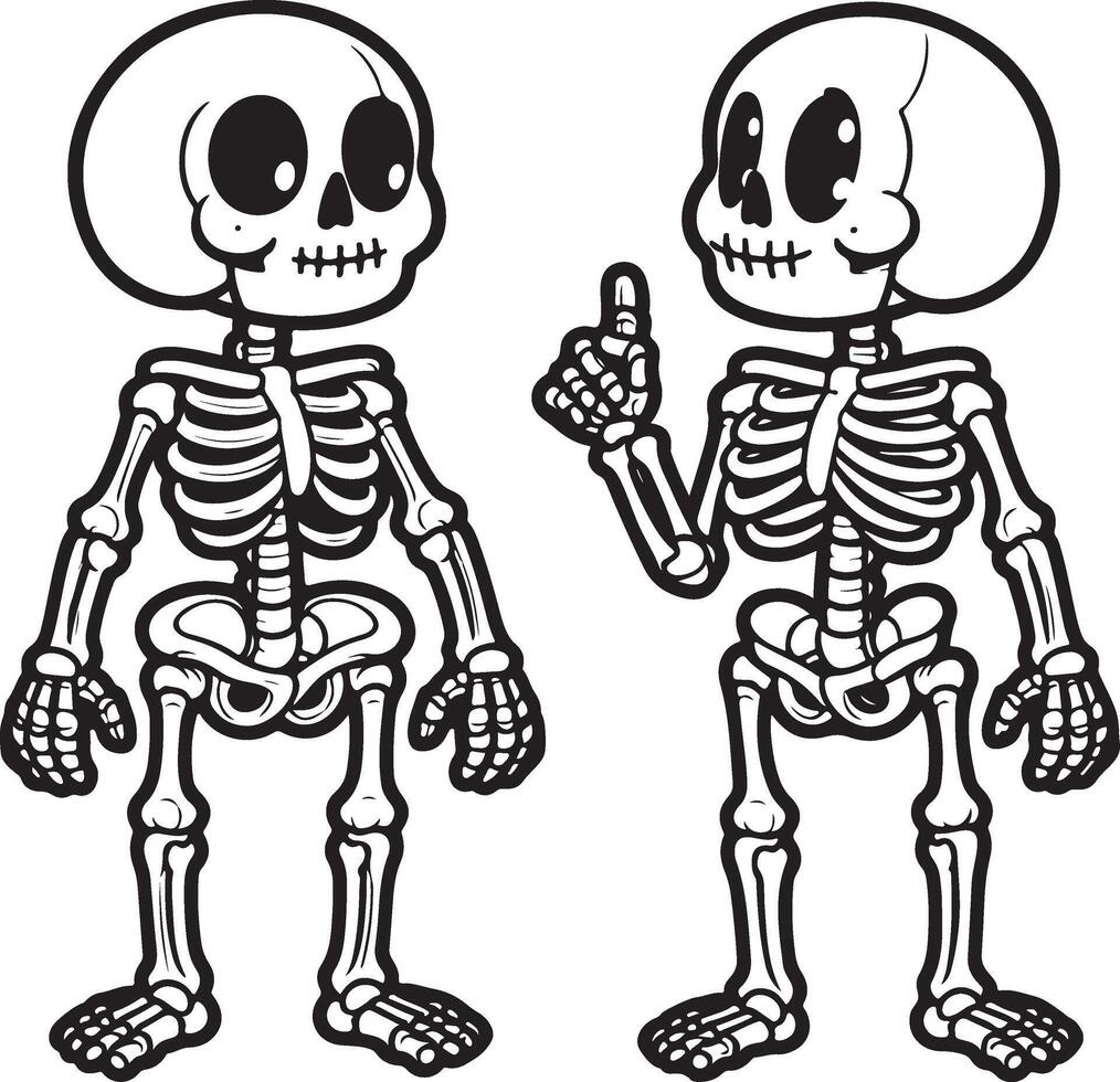 Two skeletons standing together vector