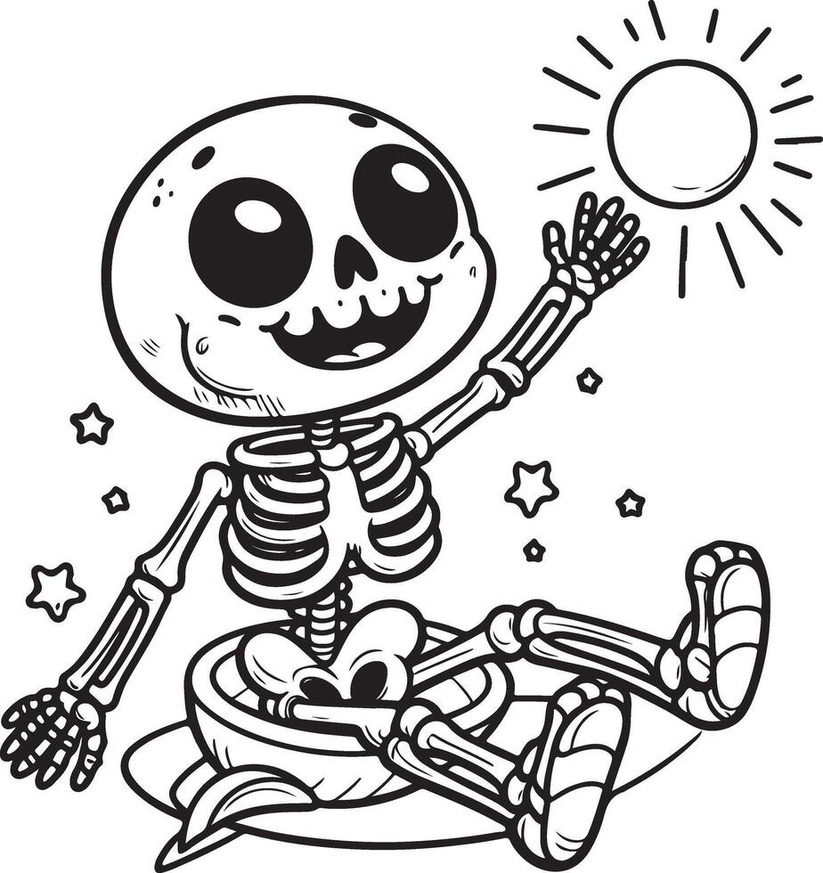 The skeleton raised its hand to the sun vector
