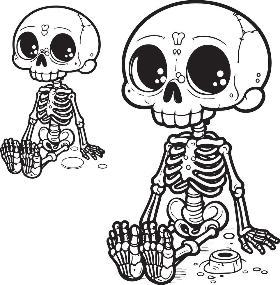 Skeleton is sitting on the ground vector