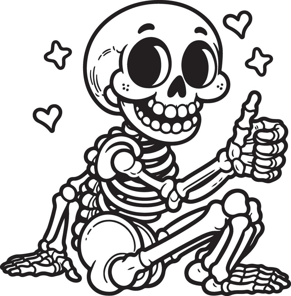 A Skeleton showing signs of victory vector