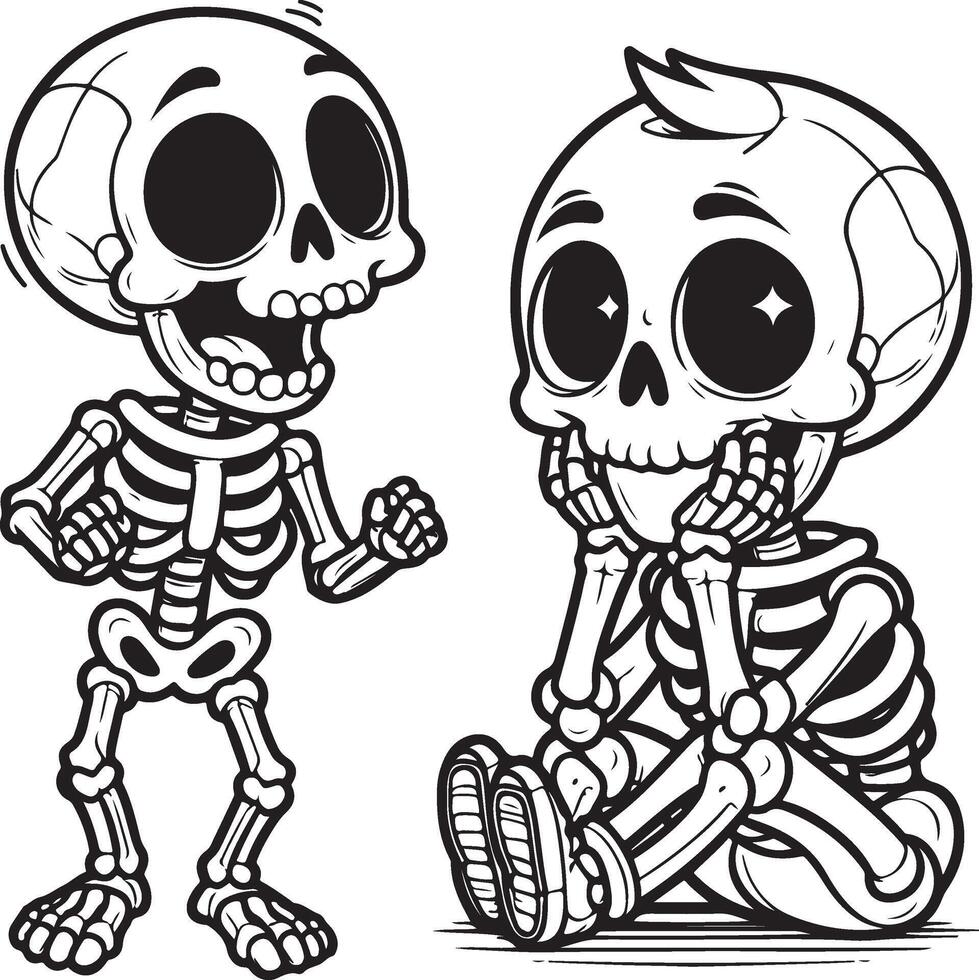 Cartoon Two skeletons together vector
