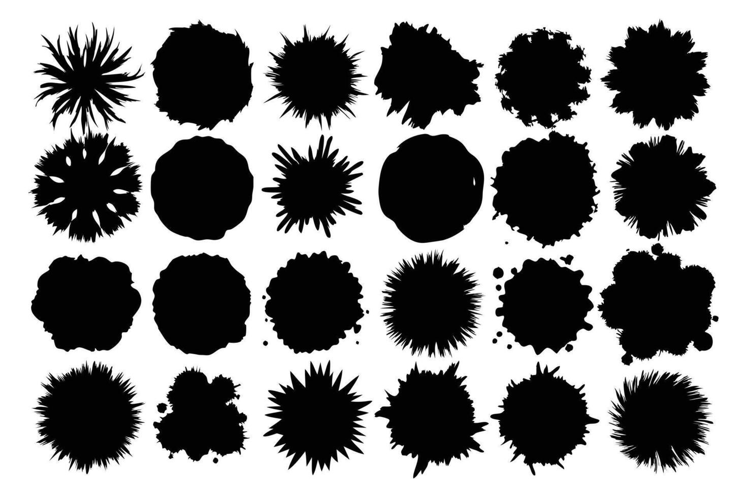 A collection of black ink splatters on a white background vector