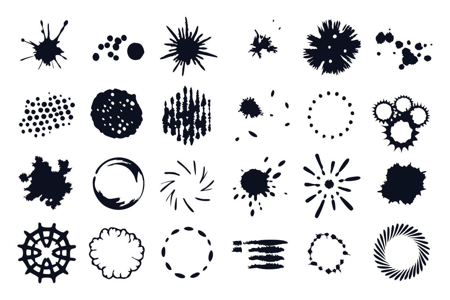 Set of ink splatter shapes vector