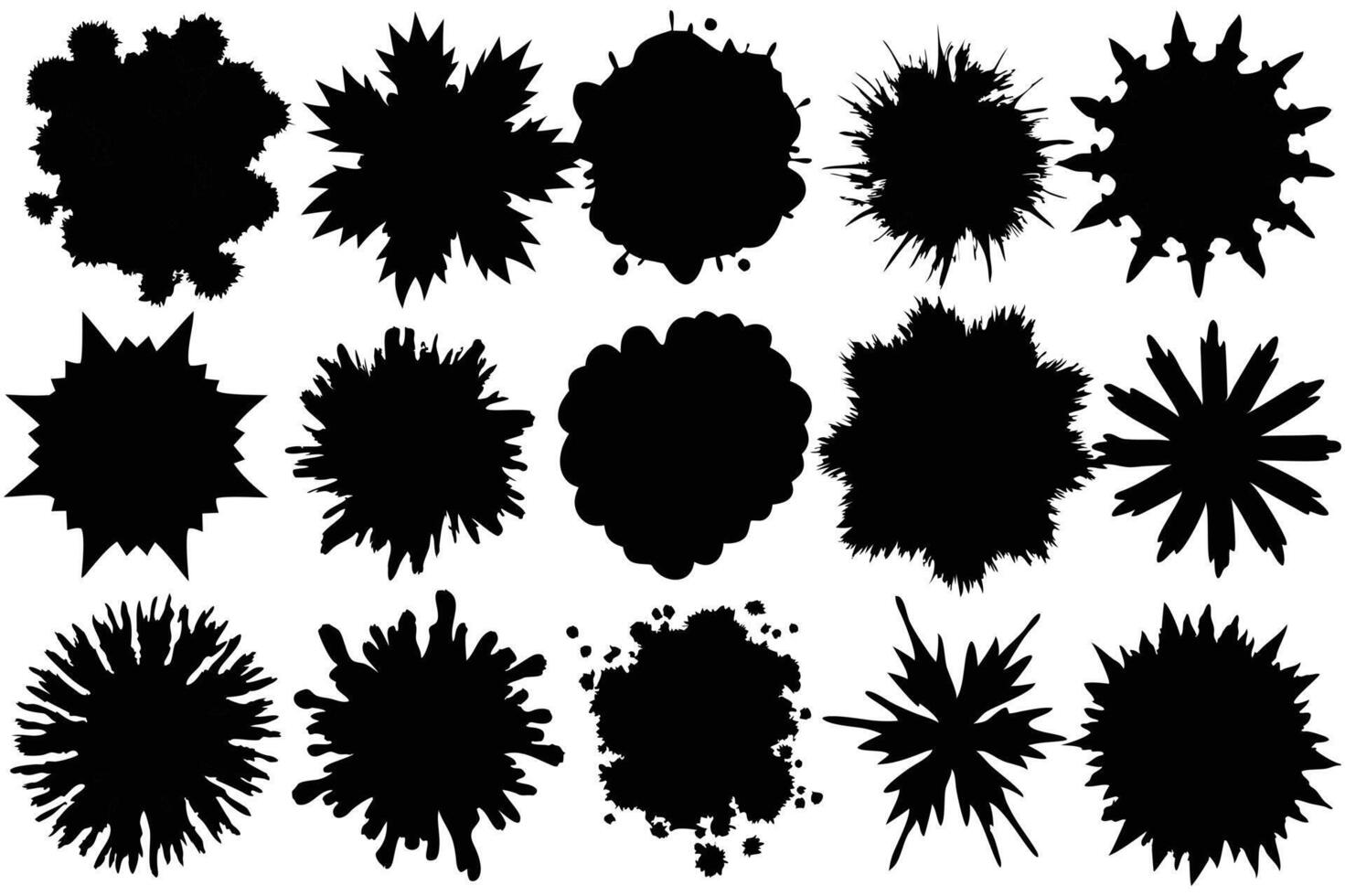 A set of black ink splashes on a white background vector