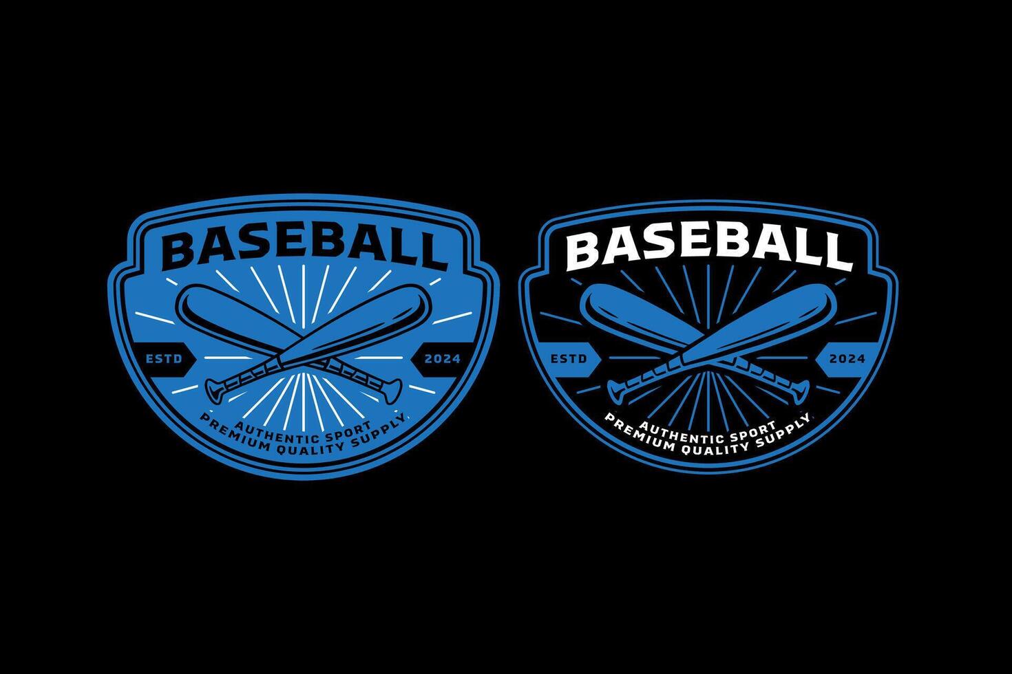 baseball bats, baseball sticks crossed retro vintage logo design collection set for baseball sport club, tournament, t shirt, merchandise designs vector