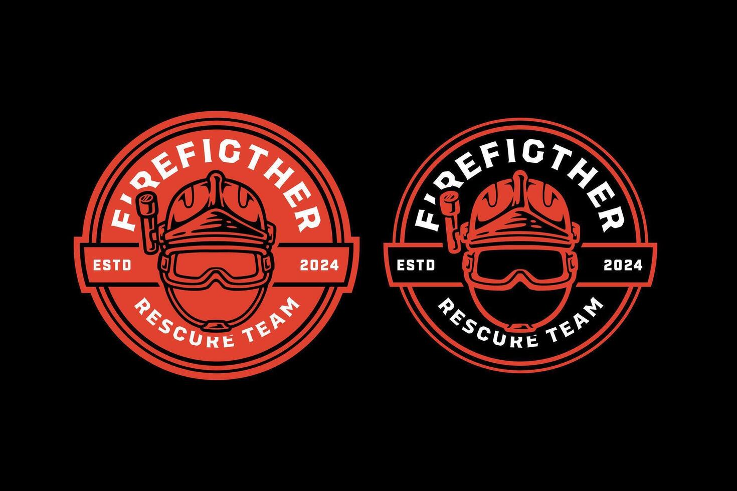 firefighter helmet, head protector, fireman hat, safety helmet, headgear retro vintage logo design collection set for firefighter, rescuer worker, adventure and survivor vector