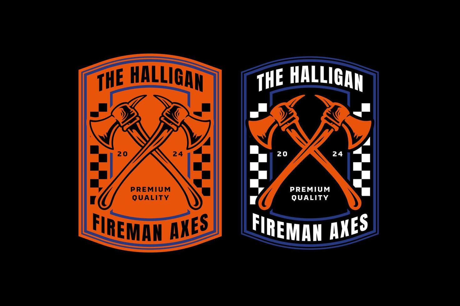 firefighter axes, fireman ax retro badge logo design for survivor, rescuer and journey. hatchet, halligan bar, handspike emblem logo collection for wanderlust and firefighter vector