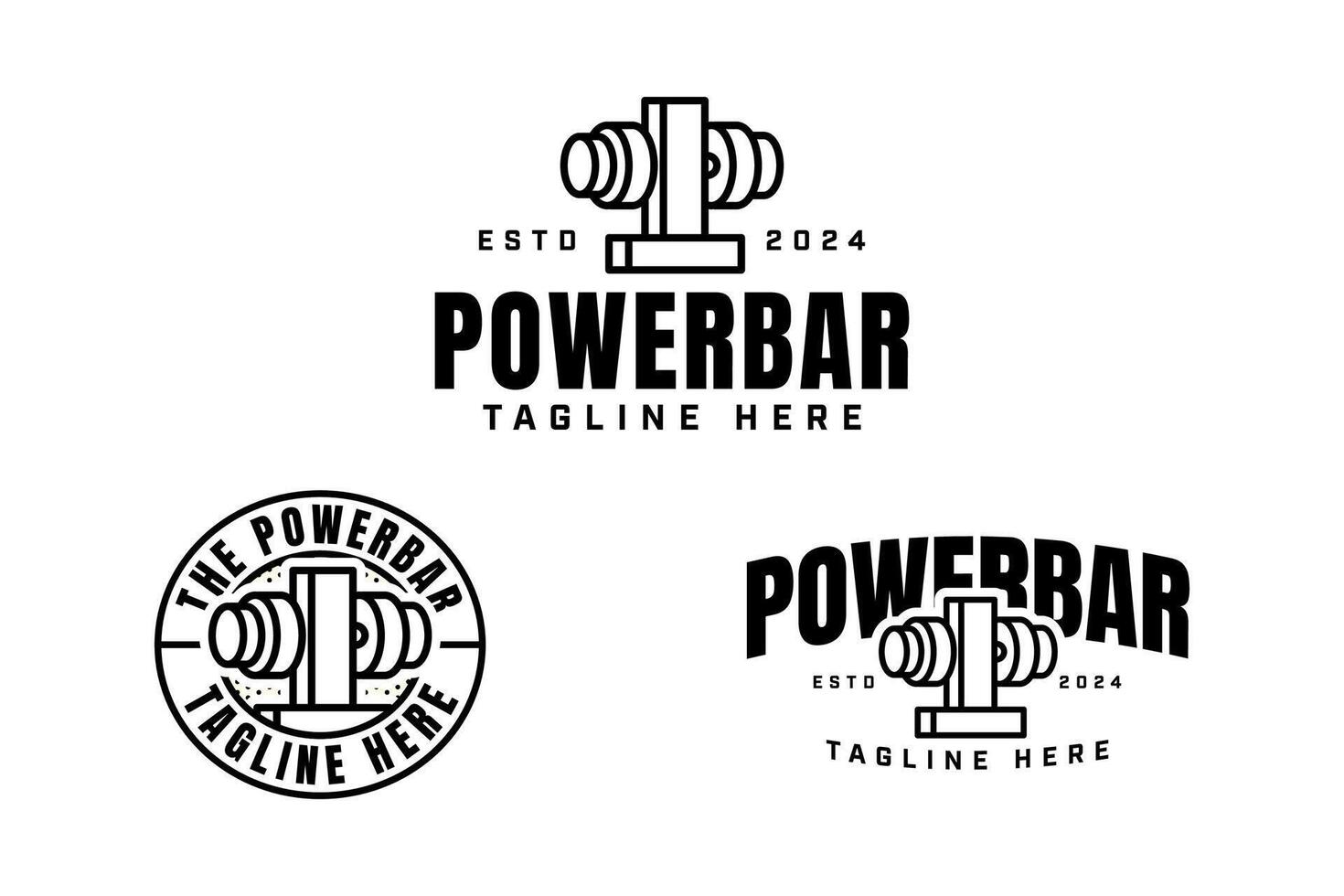 letter T with barbell plate stand outline badge logo design set for gym fitness sport and competition. weight bumper plates stacker illustration logo template for bodybuilding, weightlifting club vector