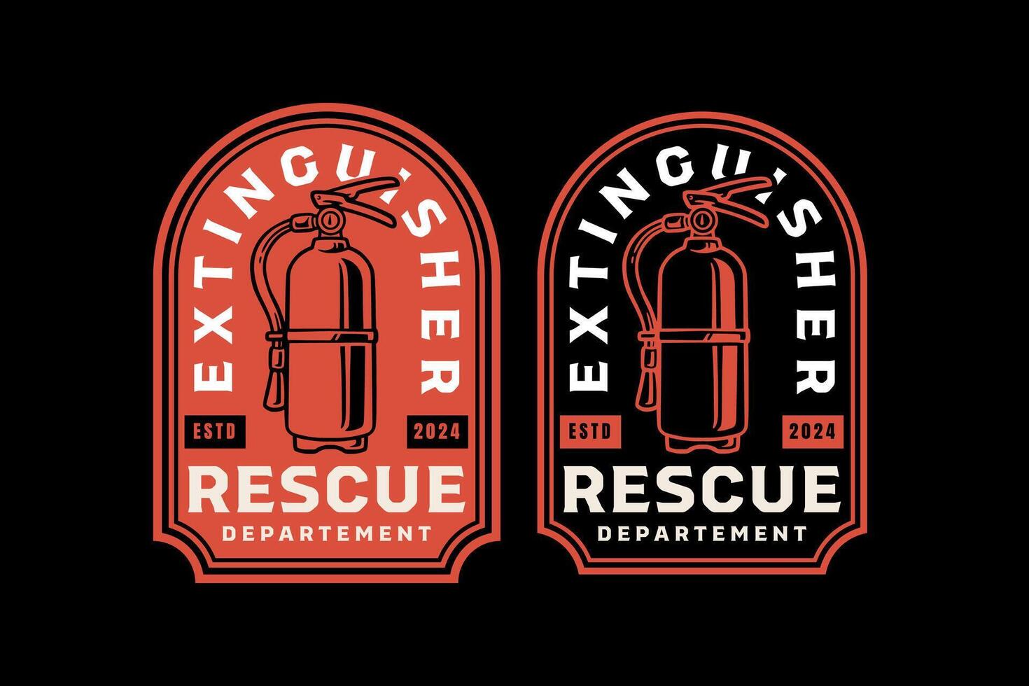 fire extinguisher, fire equipment, fire safety tool retro vintage logo design collection set for firefighter, rescuer worker, adventure and survivor vector