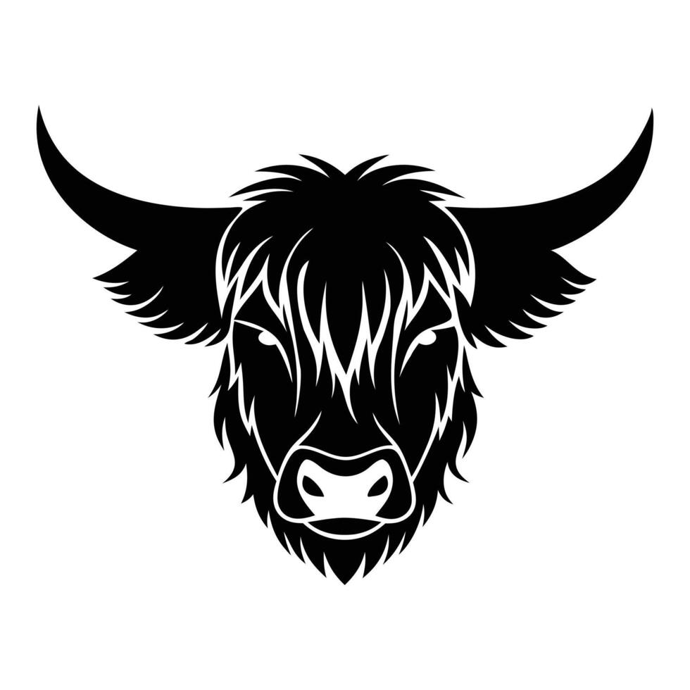 Highland cow head vector