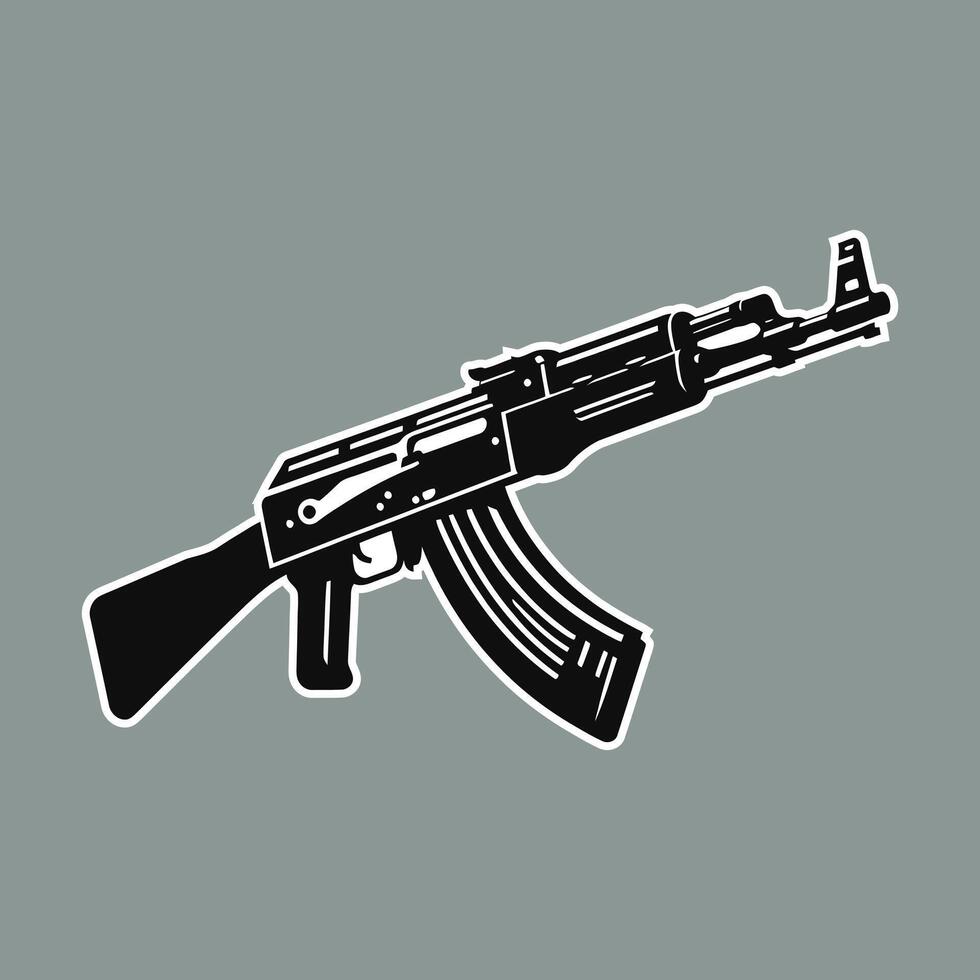 An ak - 47 machine gun on a gray background vector