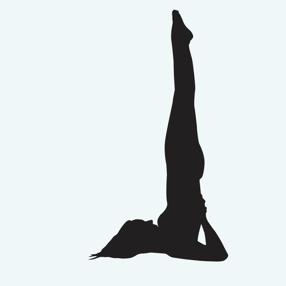 A silhouette of a woman doing a handstand vector