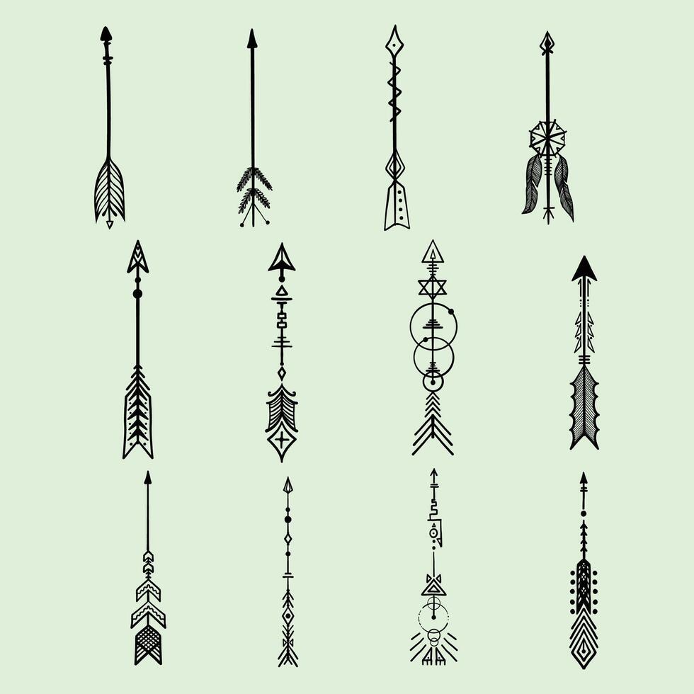 Set of arrows in different styles vector
