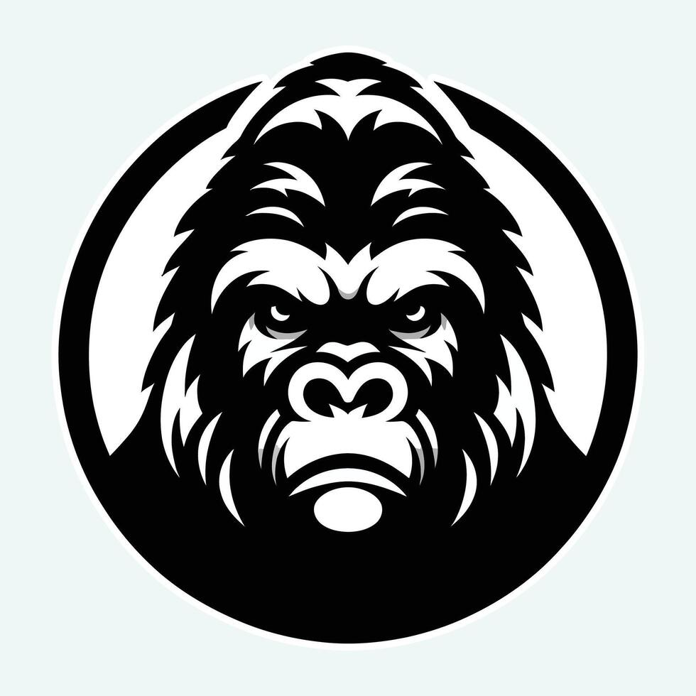 Gorilla head in a circle logo vector