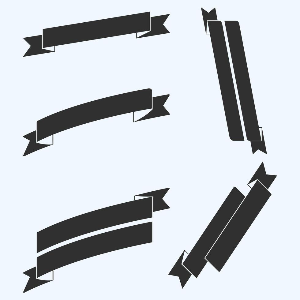 Set of black ribbons illustration vector