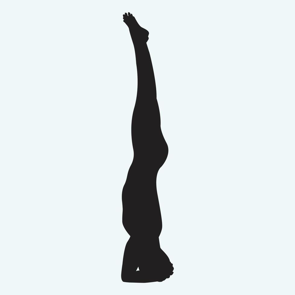 A silhouette of a man doing a handstand vector