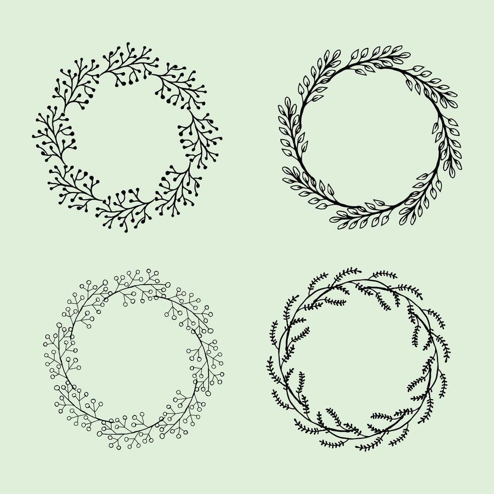 Four different wreaths in different styles vector
