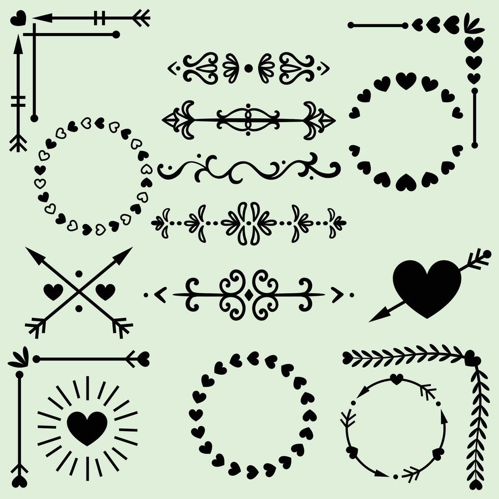 Various black and white decorative elements vector