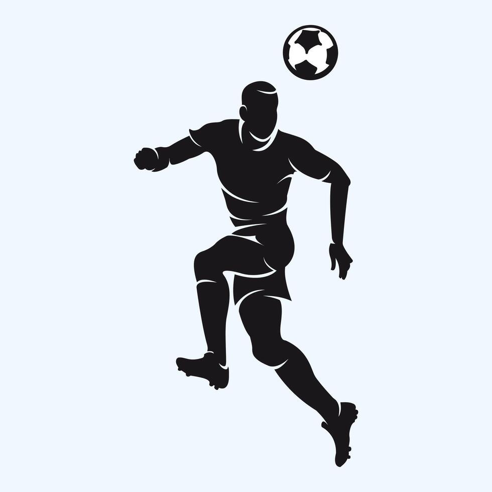 Silhouette of a soccer player kicking the ball vector