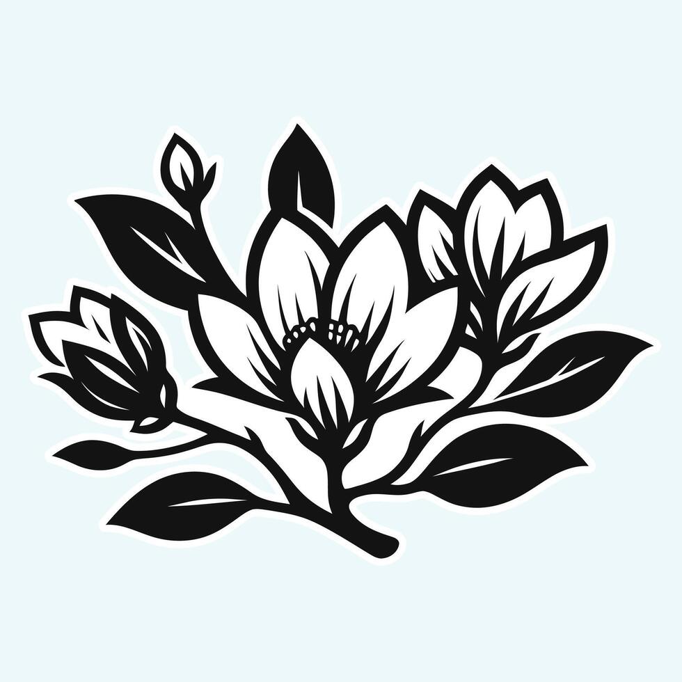 A black and white illustration of a flower vector