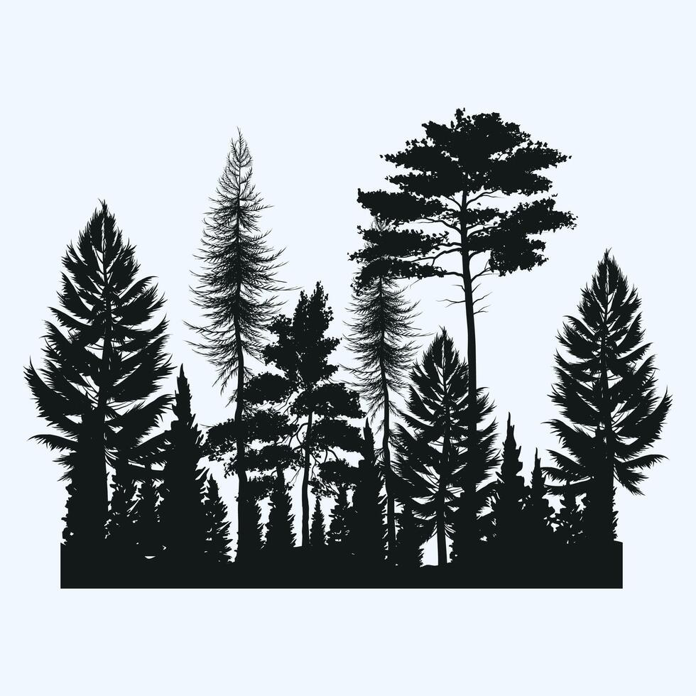Silhouette of trees in the forest vector