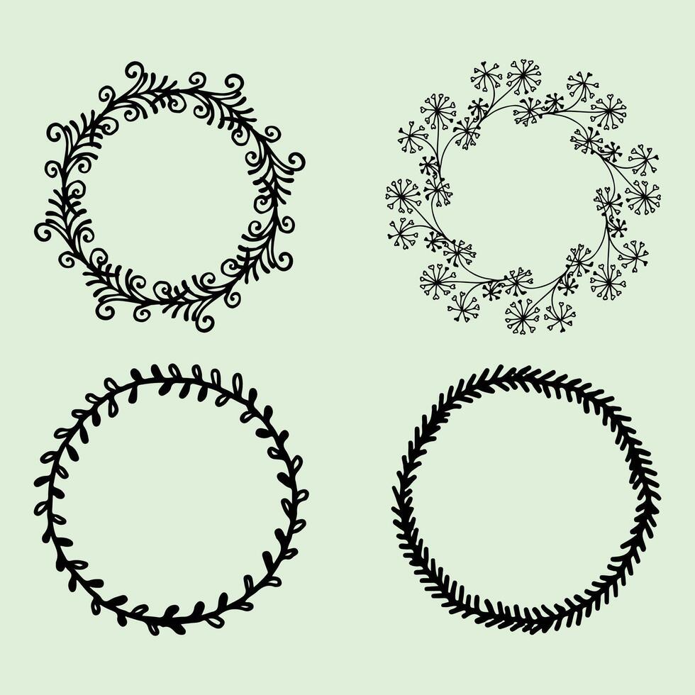 Four different floral wreaths vector