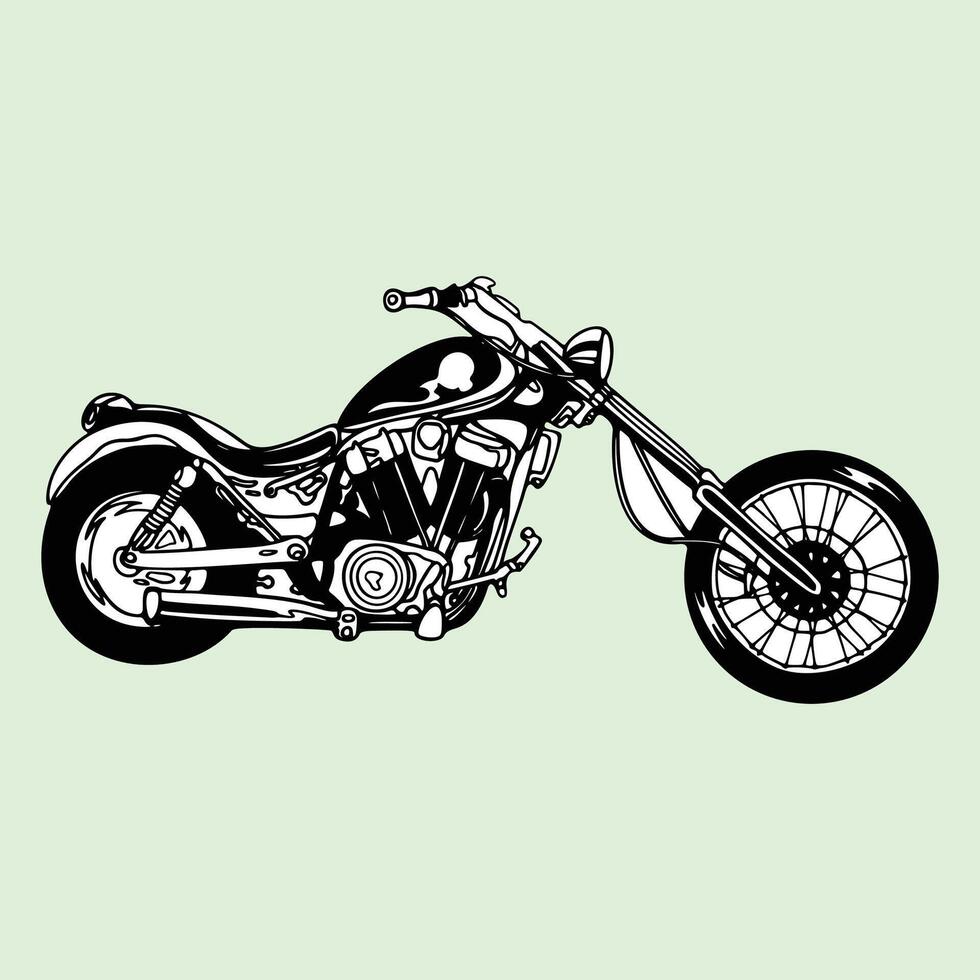 A black and white drawing of a motorcycle vector