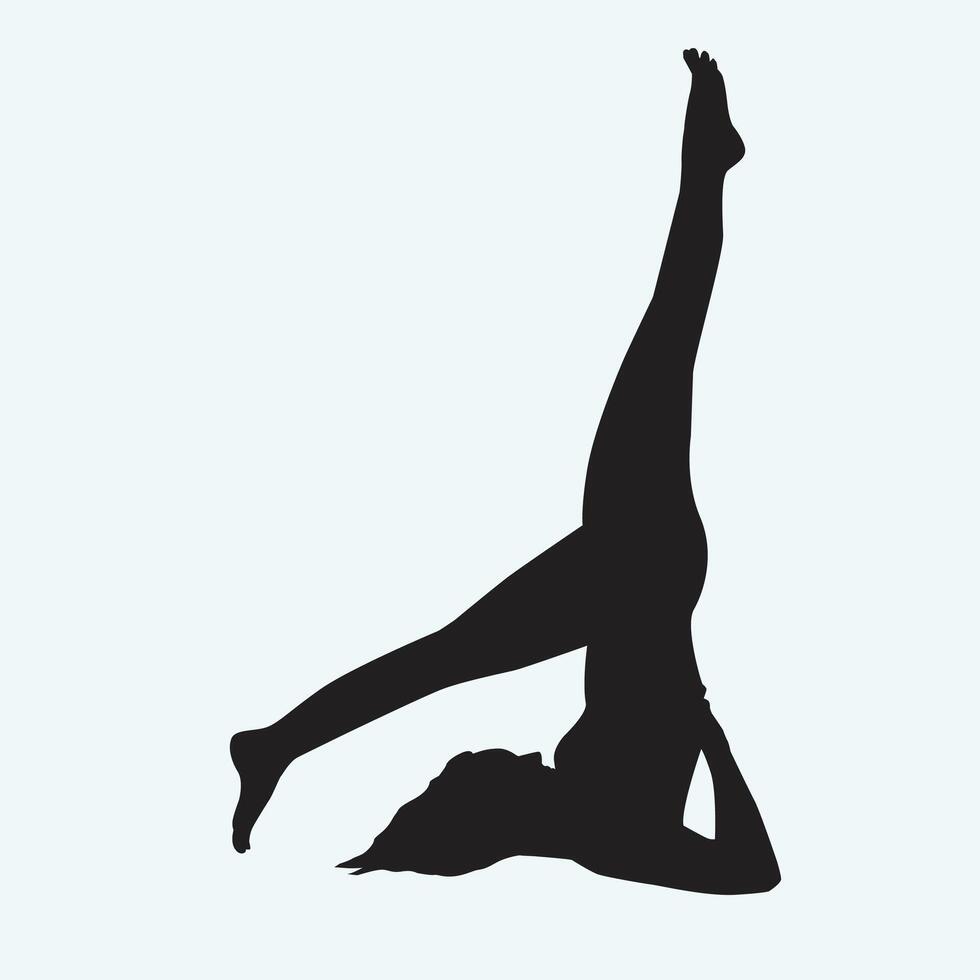 A silhouette of a woman doing a handstand vector