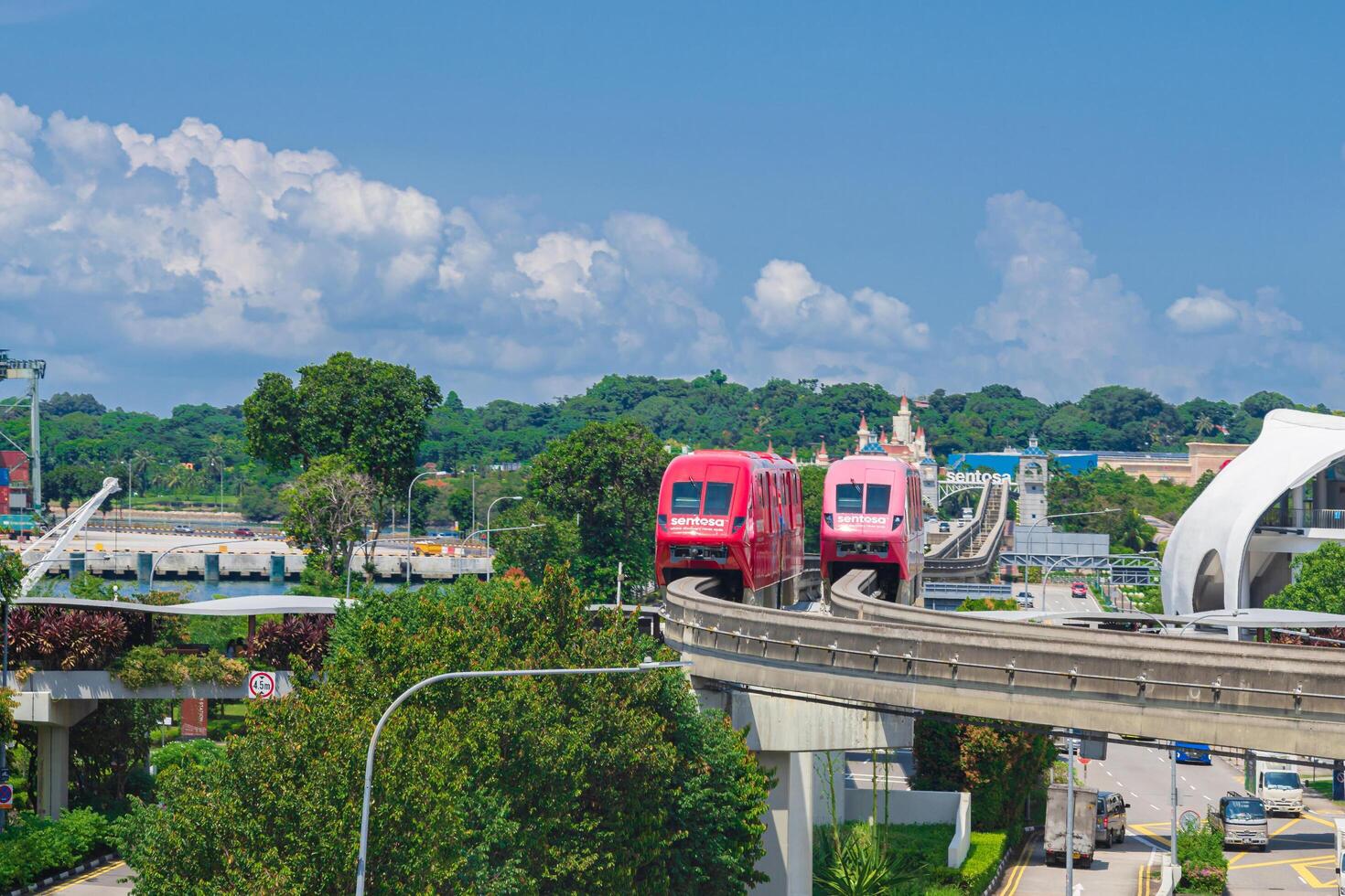 Singapore - Jun 13 2024 The Singapore Mass Rapid Train MRT runs on the tracks next to Vivo. The MRT is the second oldest, busiest and most comprehensive metro system in Southeast Asia. photo