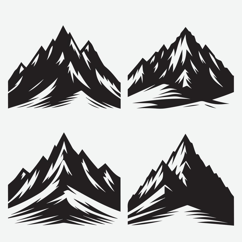 Stylish Mountain Silhouettes for Travel and Adventure-Themed Graphic Projects vector