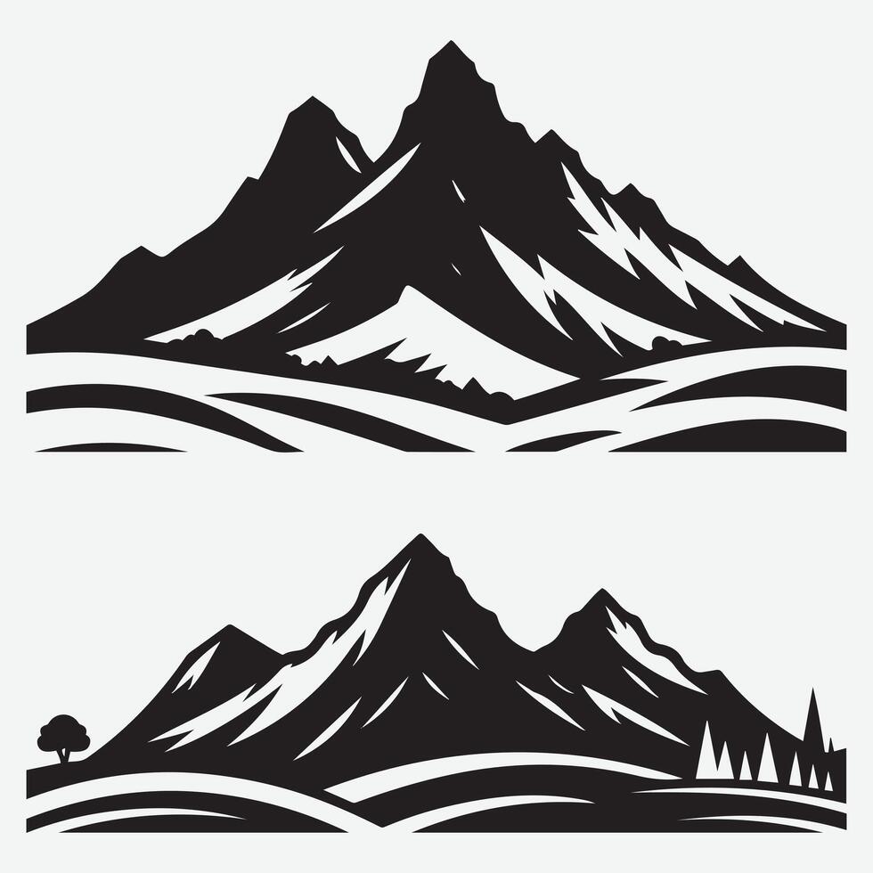 Captivating Mountain Illustrations Ideal for Adventure and Travel Themes vector