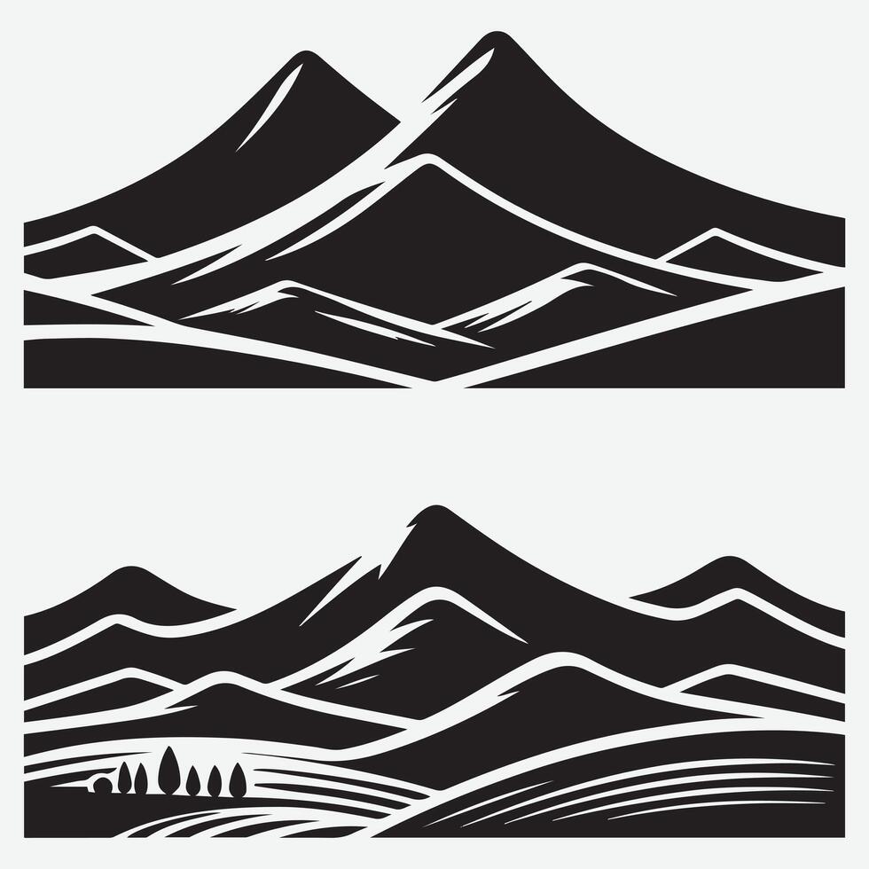 Stylish Mountain Silhouette Graphics for T-Shirts and Adventure Branding vector