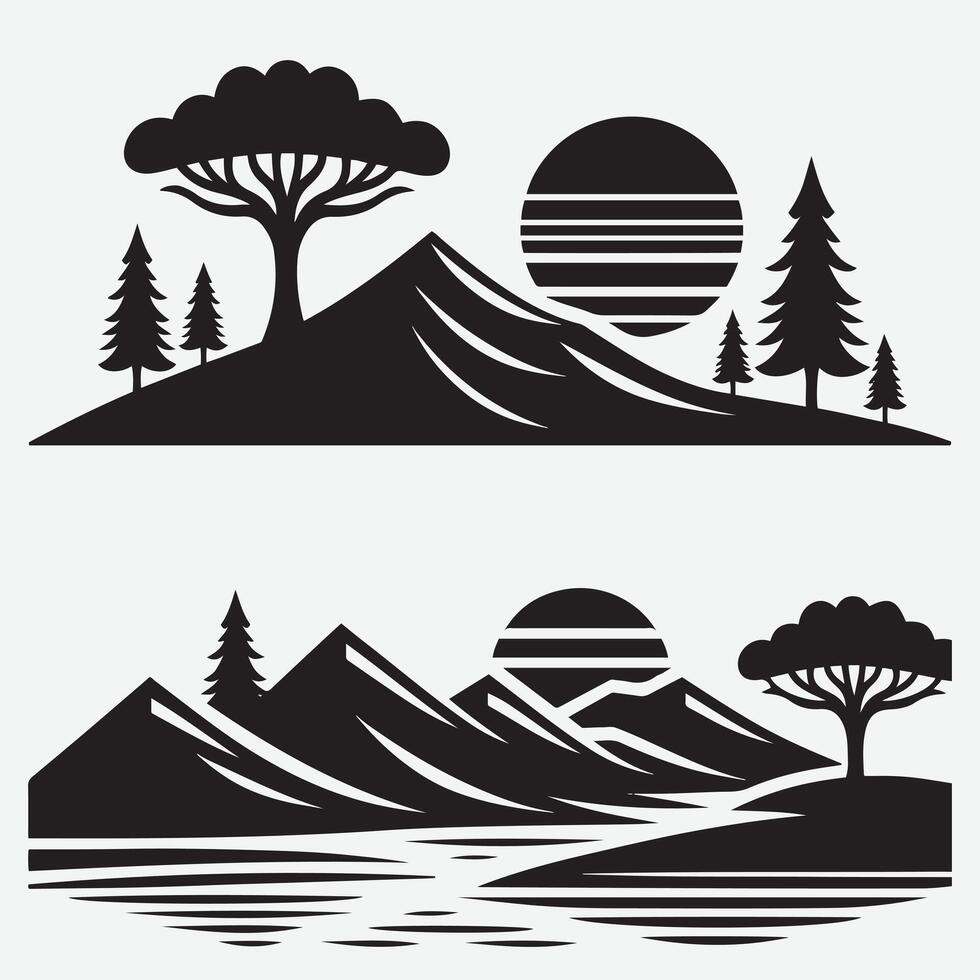 Dynamic Mountain Silhouette Bundle for Travel and Adventure Apparel vector