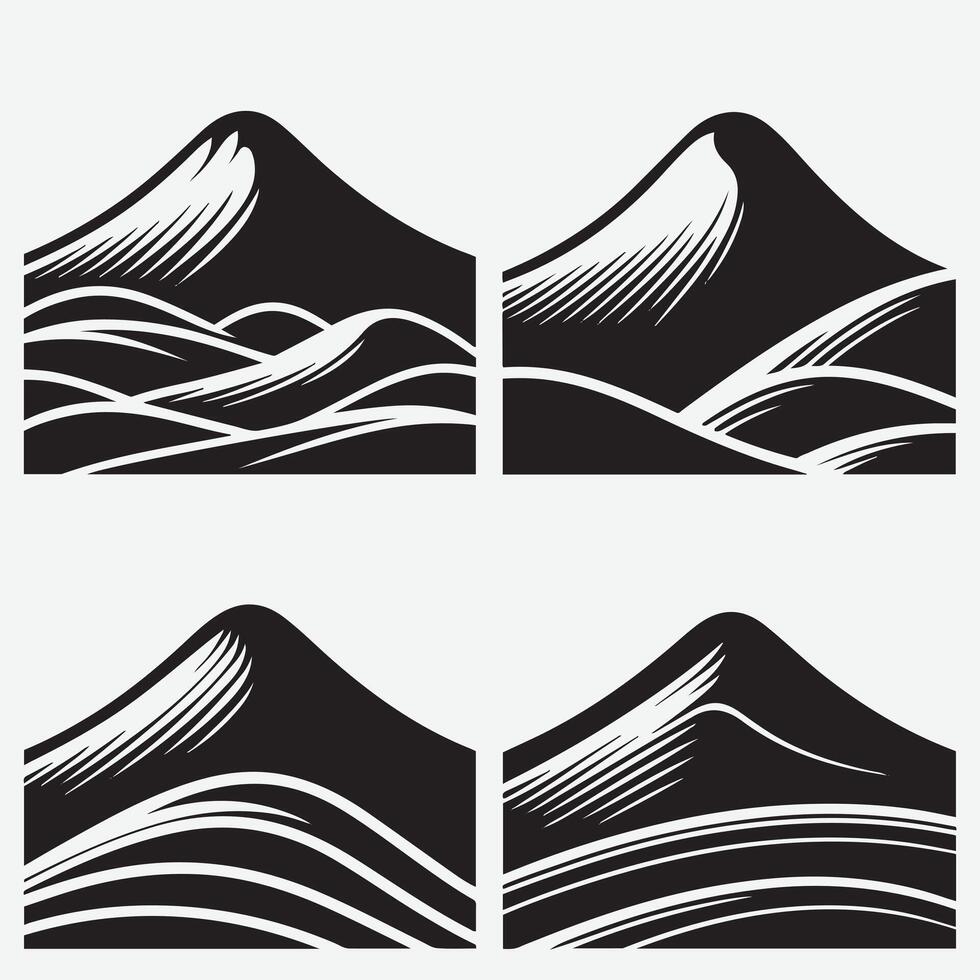 Dynamic Mountain Silhouette Illustrations for Travel and Adventure Branding vector