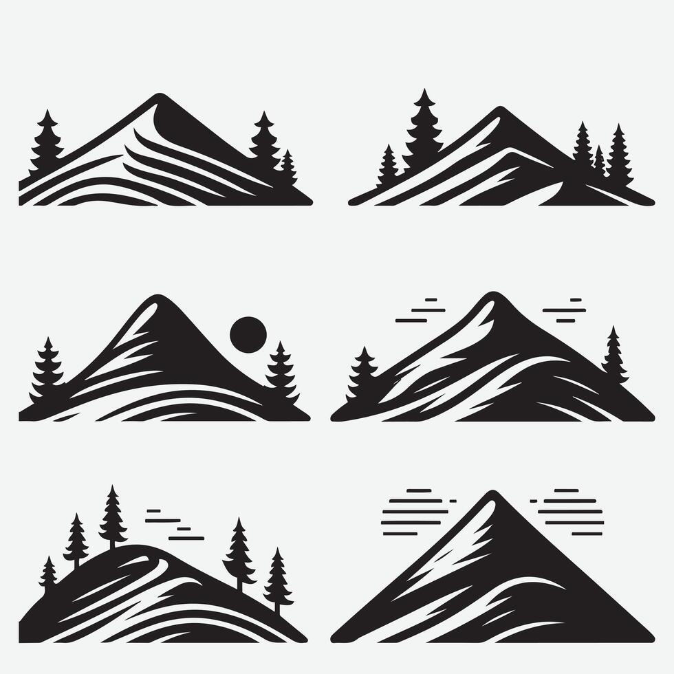 Majestic Mountain Silhouettes for Outdoor Merchandise and Travel Graphics vector