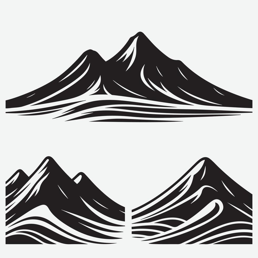 Beautiful Mountain Silhouettes with Nature Scenes for Graphic Designs vector