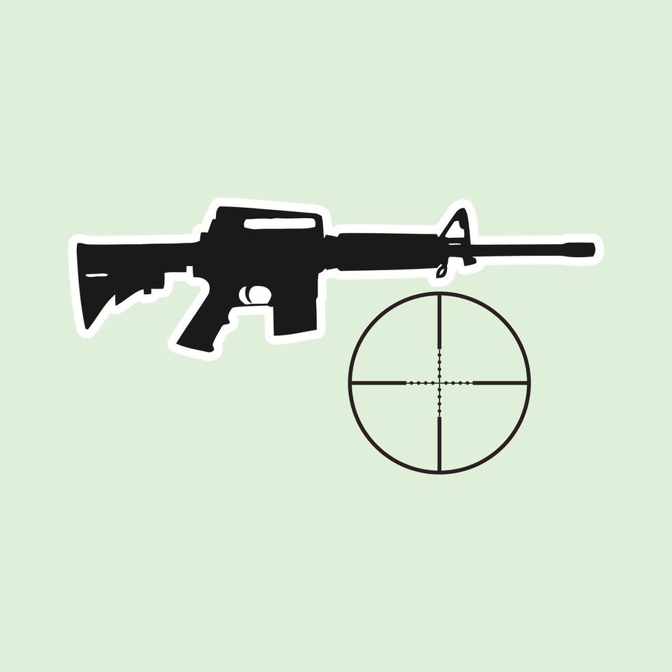 An ar - 15 rifle and crosshair on a green background vector
