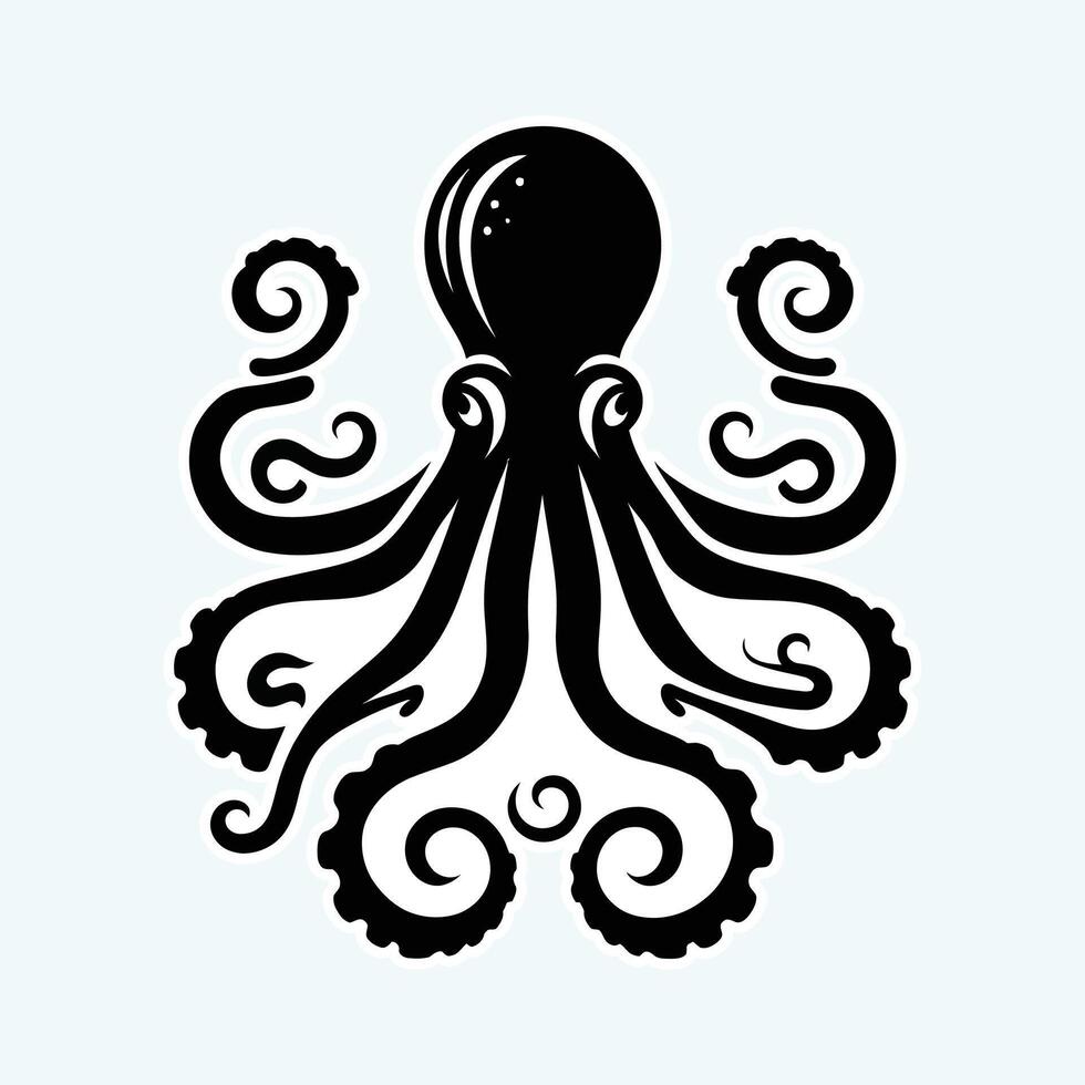 Octopus silhouette on white background vector
