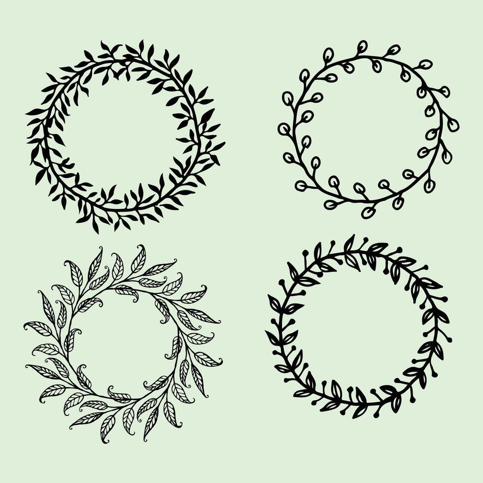 Hand drawn wreaths vector
