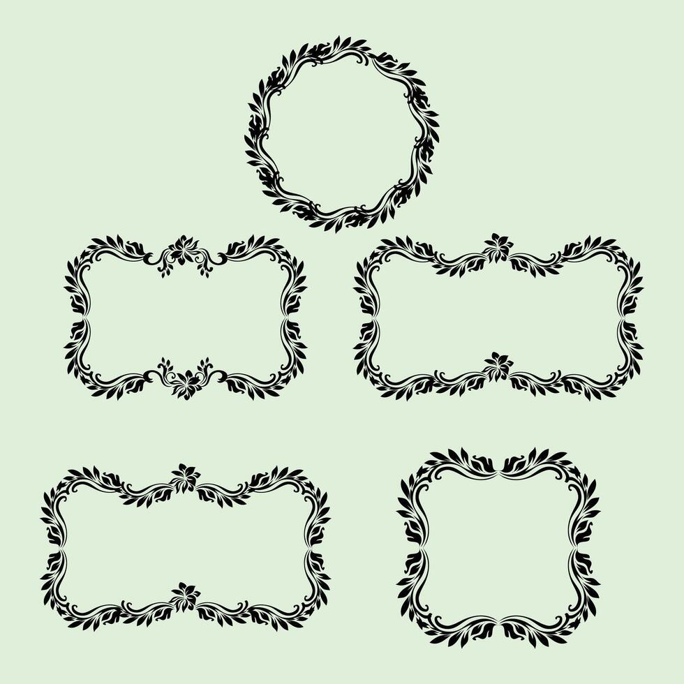 Set of vintage floral frames illustration vector