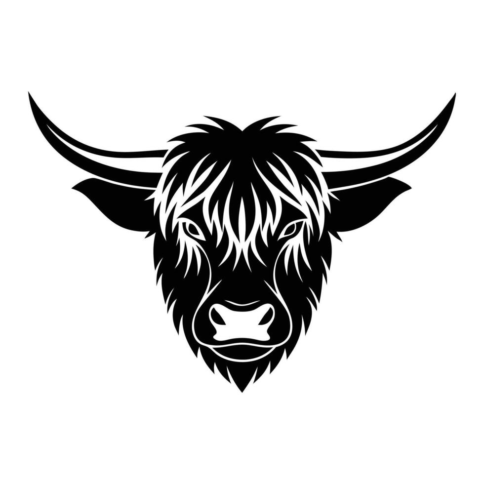 illustration of a highland cow head vector