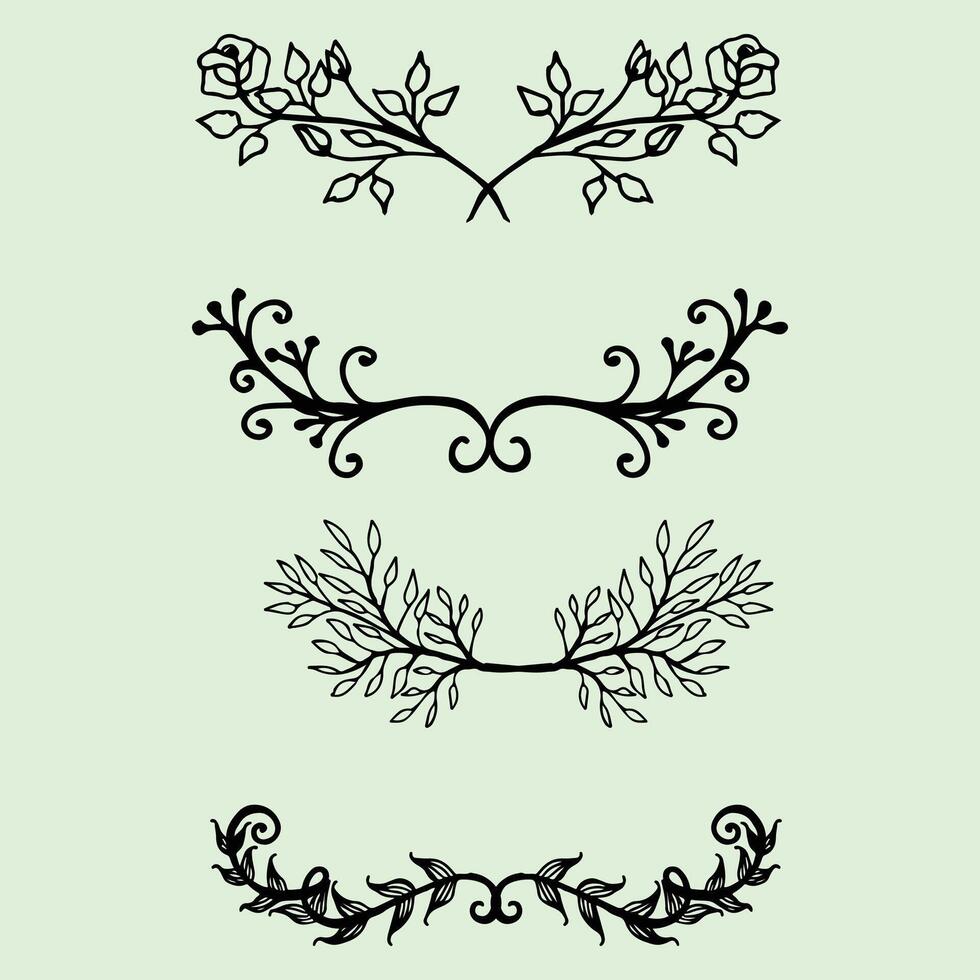 Set of floral borders vector
