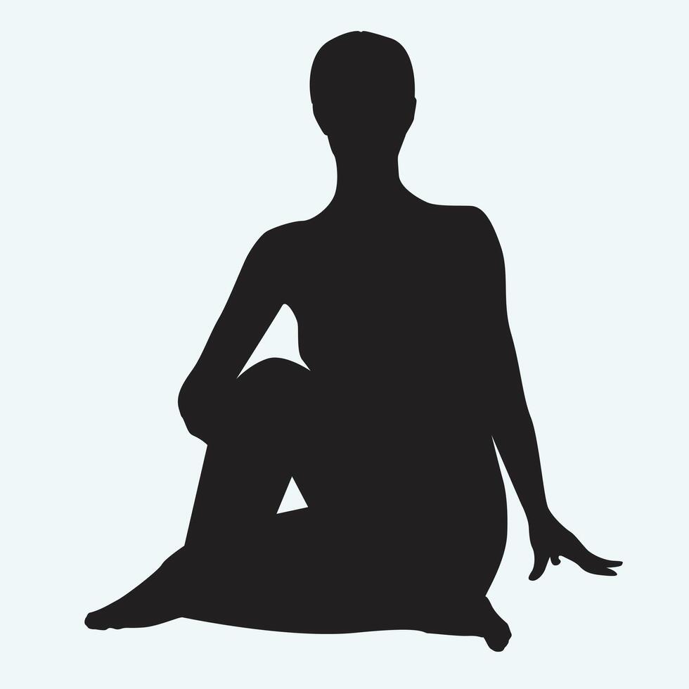 Silhouette of a woman sitting in a yoga pose vector