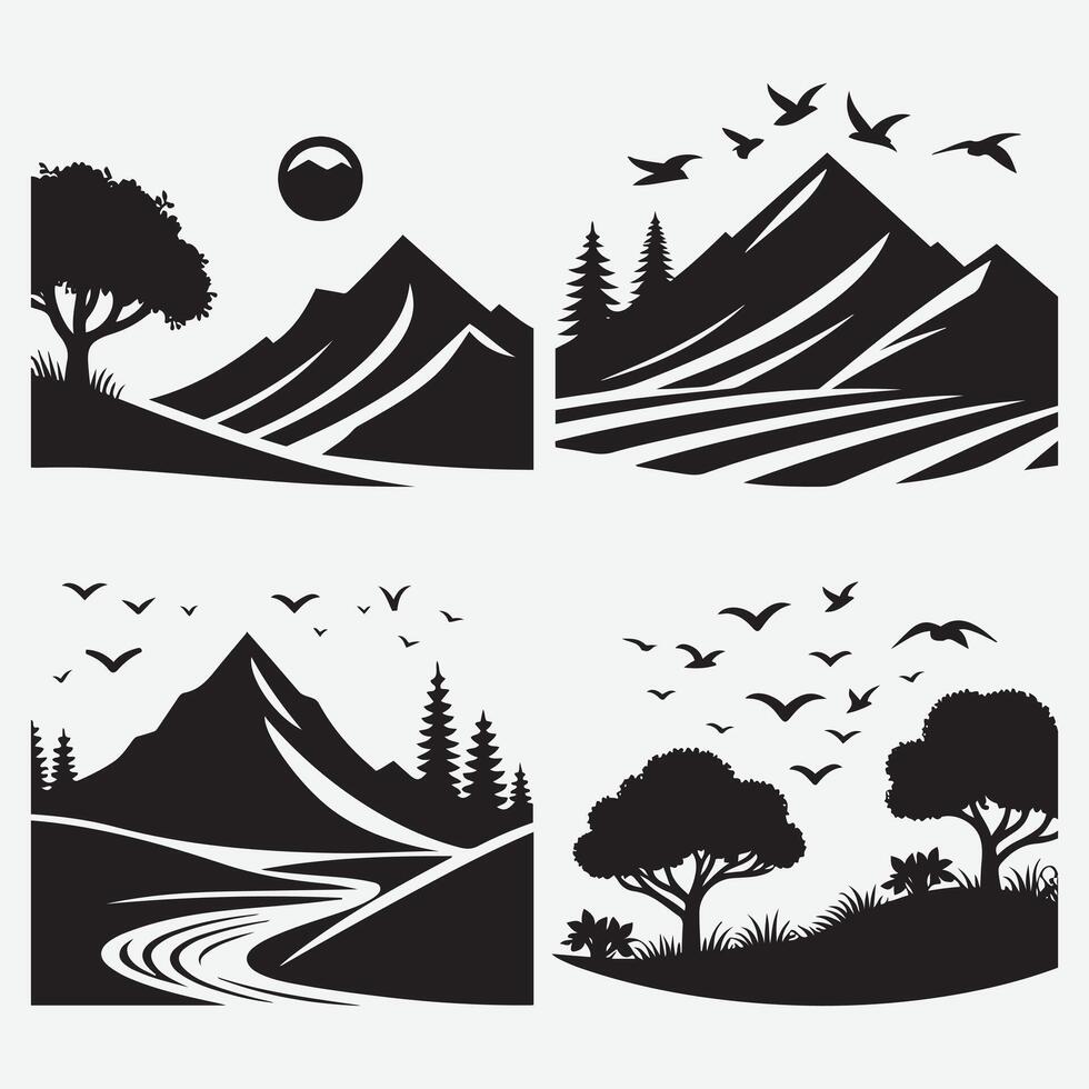 Dynamic Mountain Silhouette Graphics for Outdoor Events and Promotions vector