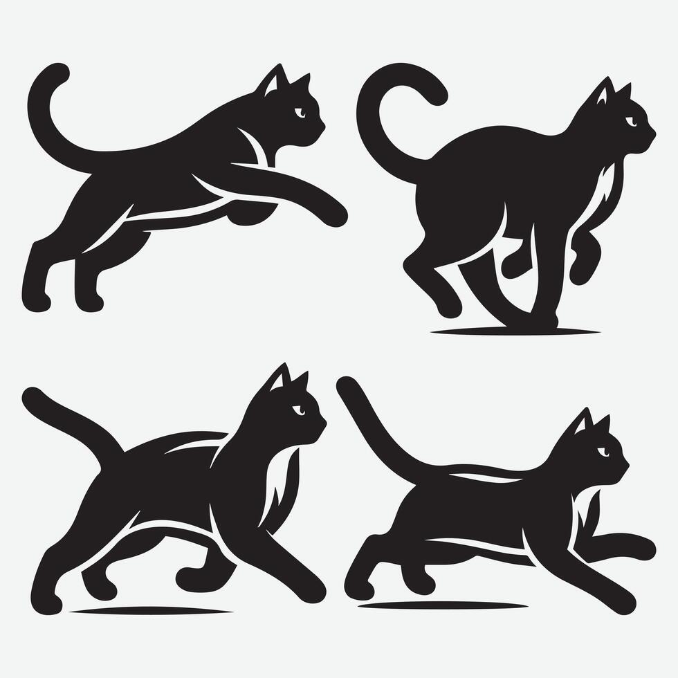 Artistic Cat Silhouette Clip Art for Fun and Creative Projects vector