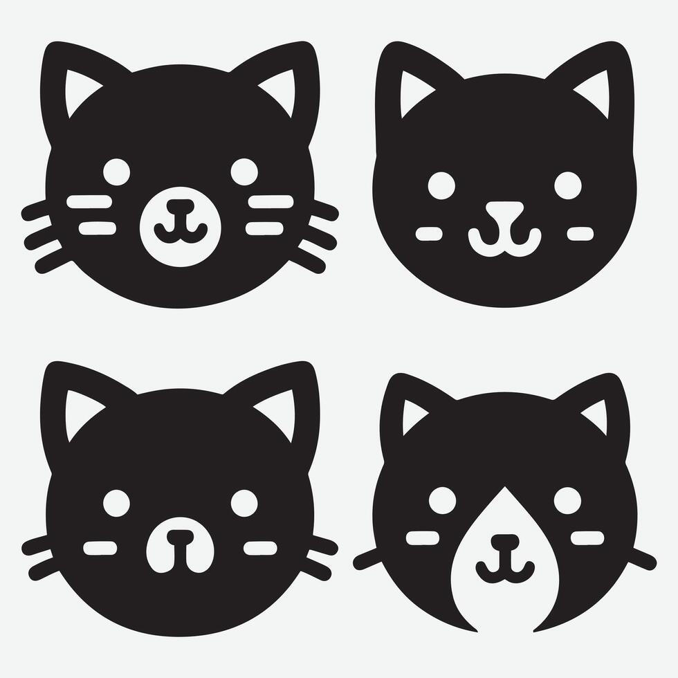 Elegant Cute Cat Face Graphics for Animal Lovers vector