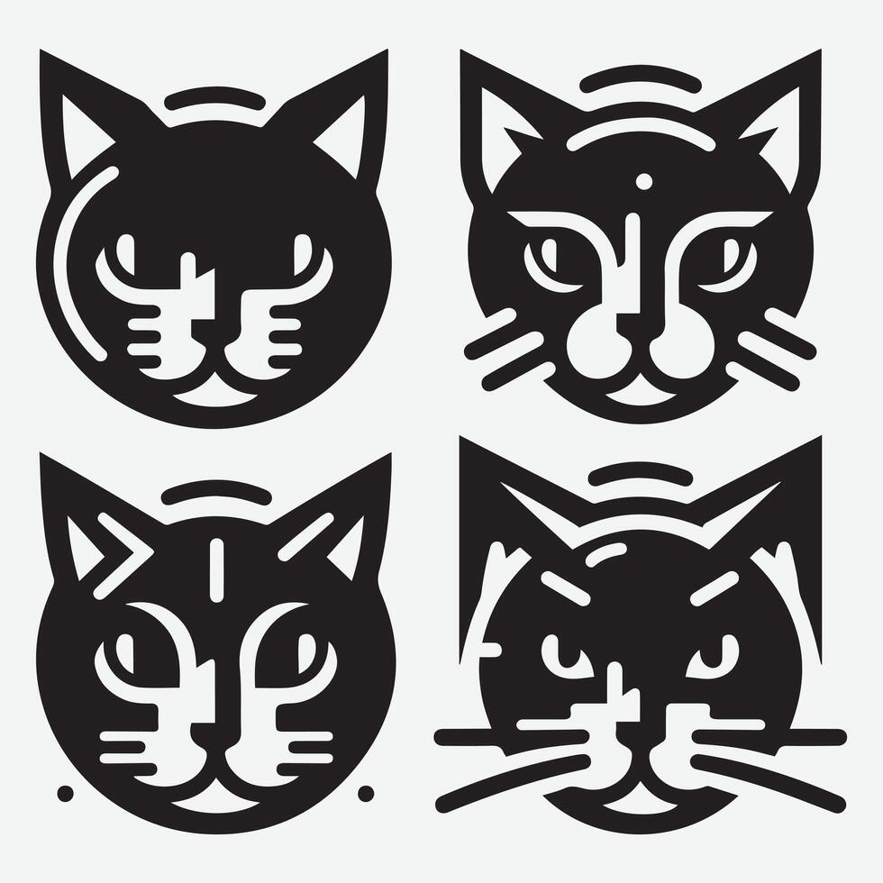 Captivating Cat Head Icons for Unique Pet Related Projects vector