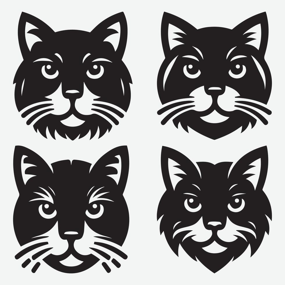 Stylish Cat Face Logos for Pet Business and Merchandise vector