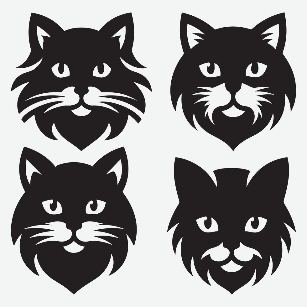 Delightful Cat Face Design Icons for Various Design Needs vector