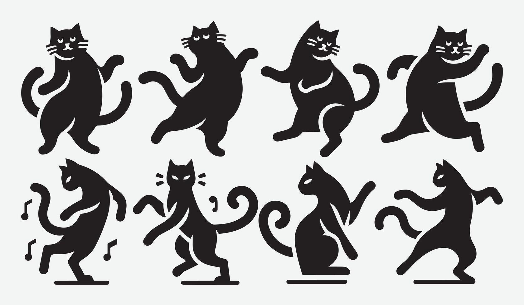 Captivating Cat Dancing Silhouette Bundle for All Feline Lover Designs vector